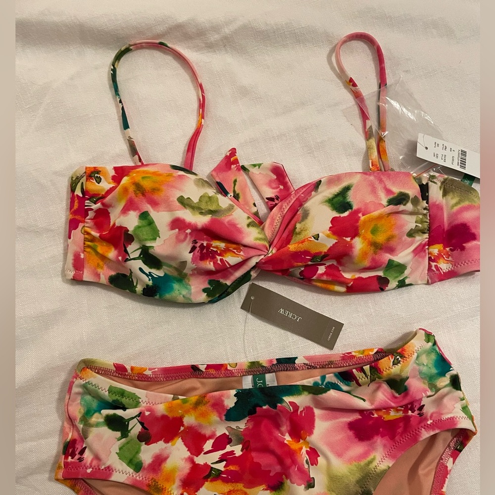 JCrew Twist front bikini and high rise bottoms in floral